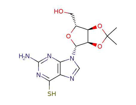 Molecular Structure of 4099-94-9 (2-amino-9-[2,3-O-(1-methylethylidene)pentofuranosyl]-3,9-dihydro-6H-purine-6-thione)