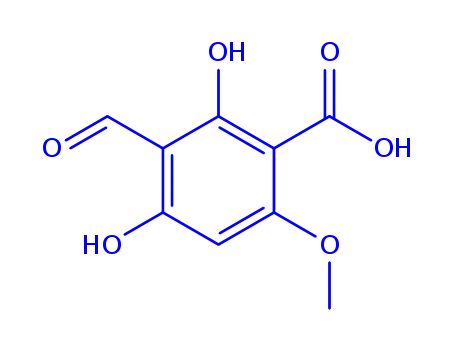 Molecular Structure of 412035-75-7 (Benzoic acid, 3-formyl-2,4-dihydroxy-6-methoxy- (9CI))
