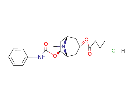 (+/-)-3<i>endo</i>-isovaleryloxy-6<i>exo</i>-phenylcarbamoyloxy-tropane; hydrochloride