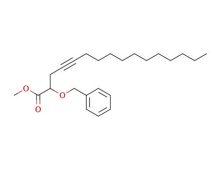 Molecular Structure of 40924-21-8 (2-(Benzyloxy)-4-hexadecynoic acid methyl ester)
