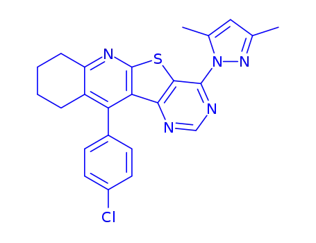 11-(4-chlorophenyl)-4-(3,5-dimethyl-1H-pyrazol-1-yl)-7,8,9,10-tetrahydropyrimido[4',5':4,5]thieno[2,3-b]quinoline