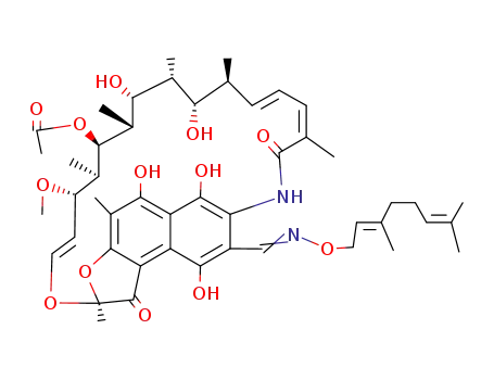 Molecular Structure of 41776-65-2 ((8E,14E,24E)-8-[({[(2E)-3,7-dimethylocta-2,6-dien-1-yl]oxy}amino)methylidene]-5,6,17,19-tetrahydroxy-23-methoxy-2,4,12,16,18,20,22-heptamethyl-1,9,11-trioxo-1,2,8,9-tetrahydro-2,7-(epoxypentadeca[1,11,13]trienoimino)naphtho[2,1-b]furan-21-yl acetate)