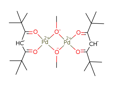 Molecular Structure of 30948-57-3 ([Pd<sub>2</sub>(OCH<sub>3</sub>)2((CH<sub>3</sub>)3CCOCHCOC(CH<sub>3</sub>)3)2])