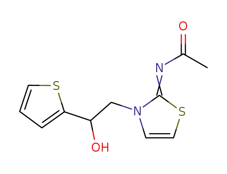 Molecular Structure of 5028-87-5 ((NZ)-N-[3-(2-hydroxy-2-thiophen-2-yl-ethyl)-1,3-thiazol-2-ylidene]acetamide)