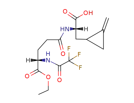 Molecular Structure of 406-09-7 ((<i>S</i>)-2-(<i>O</i>-ethyl-<i>N</i>-trifluoroacetyl-L-γ-glutamylamino)-3-((<i>S</i>)-2-methylene-cyclopropyl)-propionic acid)