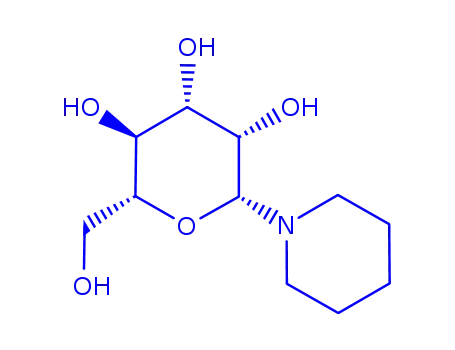 Molecular Structure of 79814-57-6 ((1<i>R</i>)-1-piperidino-1,5-anhydro-D-mannitol)