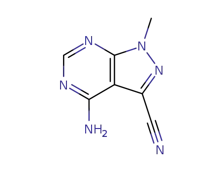 Molecular Structure of 42204-41-1 (4-amino-1-methyl-1H-pyrazolo[3,4-d]pyrimidine-3-carbonitrile)