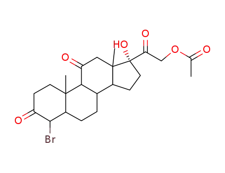 Molecular Structure of 74243-24-6 ((4beta,5beta)-4-bromo-17-hydroxy-3,11,20-trioxopregnan-21-yl acetate)