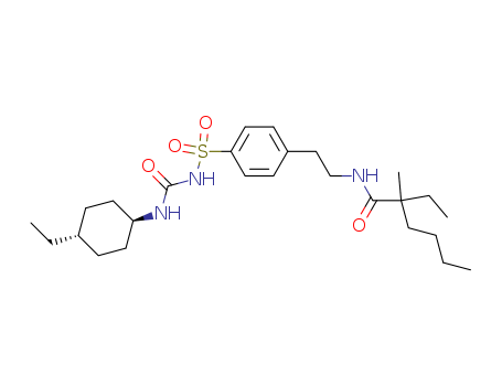 Urea,1-(4-ethylcyclohexyl)-3-[[p-[2-(2-ethyl-2-methylhexanamido)ethyl]phenyl]sulfonyl]-,trans- (8CI)