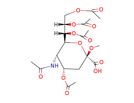 Molecular Structure of 50669-91-5 (methyl 4,7,8,9-tetra-O-acetyl-5-(acetylamino)-3,5-dideoxy-D-glycero-alpha-D-galacto-non-2-ulopyranosidonic acid)