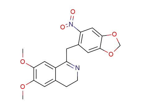 Molecular Structure of 42971-18-6 (6,7-dimethoxy-1-[(6-nitro-1,3-benzodioxol-5-yl)methyl]-3,4-dihydroisoquinoline)