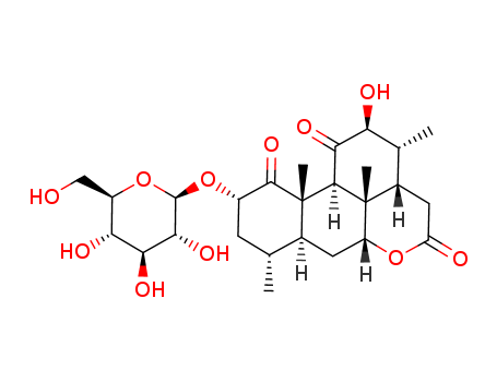 Molecular Structure of 112667-46-6 (Picrasane-1,11,16-trione,2-(b-D-glucopyranosyloxy)-12-hydroxy-,(2a,12b)- (9CI))