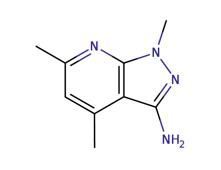 Molecular Structure of 42951-66-6 (1,4,6-Trimethyl-1H-pyrazolo[3,4-b]pyridin-3-ylamine ,97%)