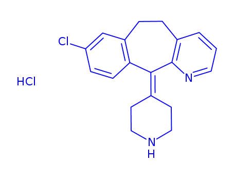 Molecular Structure of 432543-89-0 (8-Chloro-6,11-dihydro-11-(1,2,3,6-tetrahydro-4-pyridinyl-5H-benzo[5,6]cyclohepta[1,2-b]pyridine Monohydrochloride)