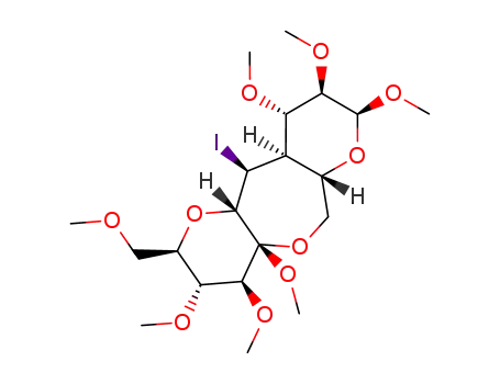 methyl (2S,4aS)-2',6-anhydro-(2',3',4',6'-tetra-O-methyl-α-D-arabino-hex-2'-ulopyranosyl)-(1->4a)-2,3-di-O-methyl-4a-iodo-4a-carba-α-D-glucopyranoside