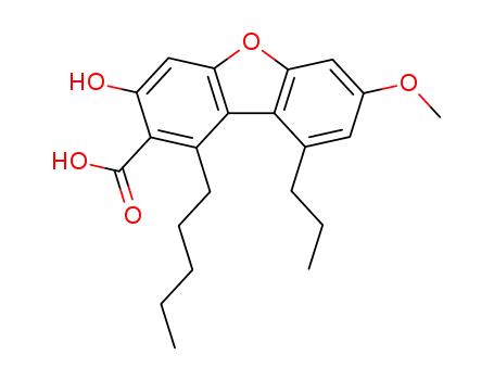 Molecular Structure of 436-74-8 (3-Hydroxy-7-methoxy-1-pentyl-9-propyl-2-dibenzofurancarboxylic acid)