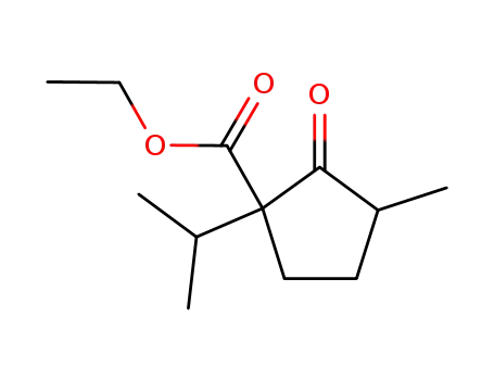 Molecular Structure of 10499-44-2 (1-isopropyl-3-methyl-2-oxo-cyclopentanecarboxylic acid ethyl ester)