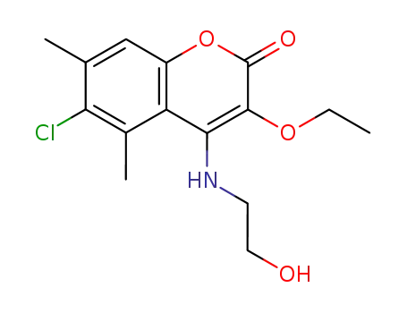 Molecular Structure of 5117-51-1 (6-chloro-3-ethoxy-4-[(2-hydroxyethyl)amino]-5,7-dimethyl-2H-chromen-2-one)