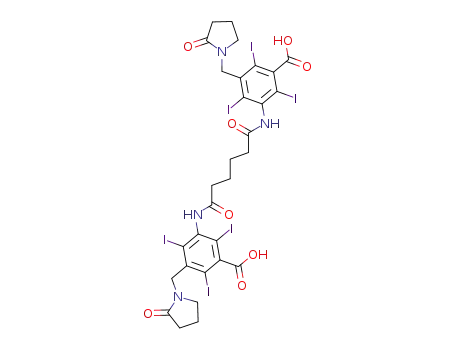 Molecular Structure of 51134-92-0 (3-[5-[[3-carboxy-2,4,6-triiodo-5-[(2-oxopyrrolidin-1-yl)methyl]phenyl]carbamoyl]pentanoylamino]-2,4,6-triiodo-5-[(2-oxopyrrolidin-1-yl)methyl]benzoic acid)
