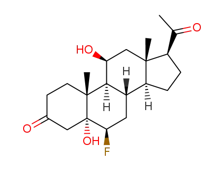 Molecular Structure of 3916-27-6 (6β-fluoro-5,11β-dihydroxy-5α-pregnane-3,20-dione)