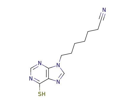 Molecular Structure of 4323-17-5 (7-(6-thioxo-3,6-dihydro-9H-purin-9-yl)heptanenitrile)