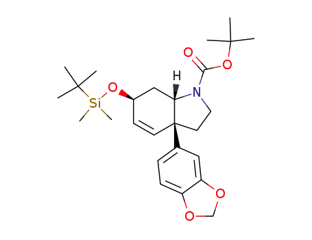 Molecular Structure of 712280-99-4 (tert-butyl (3aR,4S,6S,7aS)-3a-(benzo[1,3]dioxol-5-yl)-6-(tert-butyldimethylsilyloxy)-2,3,3a,6,7,7a-hexahydro-1H-indole-1-carboxylate)
