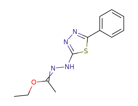 Molecular Structure of 108483-89-2 (<i>N</i>'-(phenyl-[1,3,4]thiadiazol-2-yl)-acetohydrazonic acid ethyl ester)
