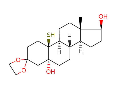 Molecular Structure of 51101-78-1 (5α,17β-dihydroxy-10β-mercaptoestran-3-one ethylene acetal)