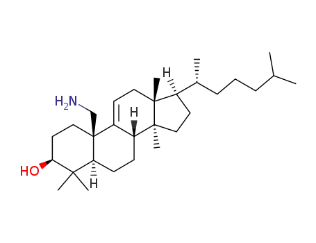 Molecular Structure of 22417-91-0 ((3S,5R,8S,10R,13R,14S,17R)-10-Aminomethyl-17-((R)-1,5-dimethyl-hexyl)-4,4,13,14-tetramethyl-2,3,4,5,6,7,8,10,12,13,14,15,16,17-tetradecahydro-1H-cyclopenta[a]phenanthren-3-ol)