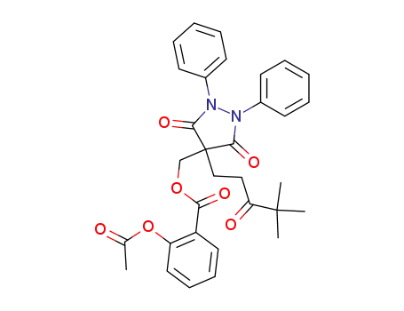 Molecular Structure of 43213-37-2 (Benzoic acid, 2-(acetyloxy)-, (4-(4,4-dimethyl-3-oxopentyl)-3,5-dioxo- 1,2-diphenyl-4-pyrazolidinyl)methyl ester)