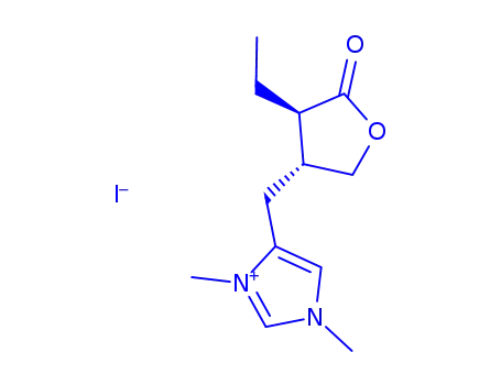 4-((3<i>R</i>)-4-ethyl-5-oxo-tetrahydro-furan-3<i>t</i>-ylmethyl)-1,3-dimethyl-imidazolium; iodide