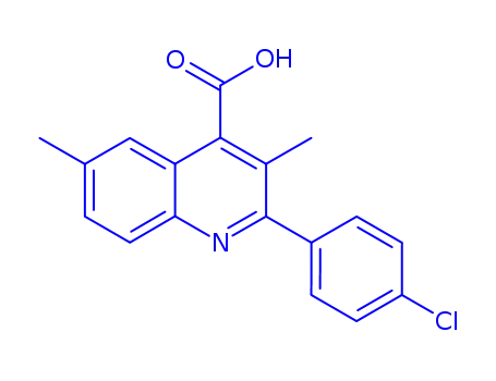 Molecular Structure of 438217-37-9 (2-(4-CHLOROPHENYL)-3,6-DIMETHYLQUINOLINE-4-CARBOXYLIC ACID)