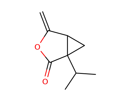 Molecular Structure of 67996-58-1 (1-isopropyl-4-methylen-3-oxa-bicyclo[3.1.0]hexan-2-one)