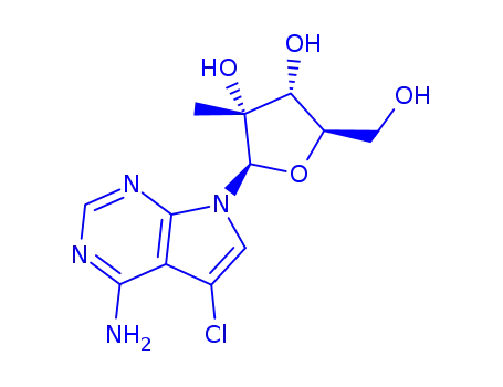Molecular Structure of 443642-46-4 (5-Chloro-7-(2-C-methyl-beta-D-ribofuranosyl)-7H-pyrrolo[2,3-d]pyrimidin-4-amine)