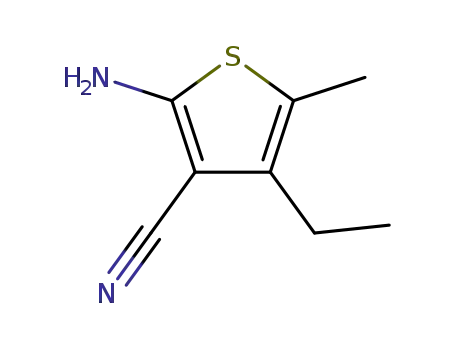Molecular Structure of 4651-92-7 (2-AMINO-4-ETHYL-5-METHYL-3-THIOPHENECARBONITRILE)