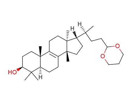 Molecular Structure of 124718-39-4 (d-3β-hydroxy-24,24-(1,3-propylenedioxy)-5α,13α,14β,17α,20αH-lanost-8-ene)