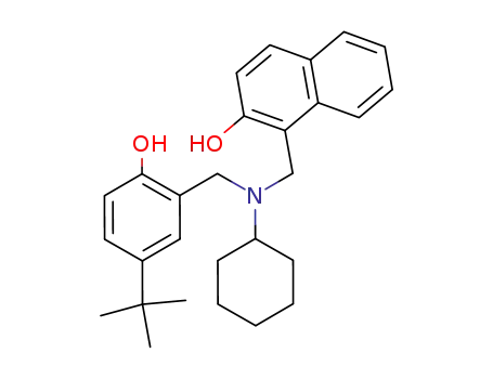 Molecular Structure of 4408-50-8 (1-[[cyclohexyl-[(2-hydroxy-5-tert-butyl-phenyl)methyl]amino]methyl]nap hthalen-2-ol)