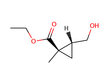 Molecular Structure of 439913-09-4 (Cyclopropanecarboxylic acid, 2-(hydroxymethyl)-1-methyl-, ethyl ester,)