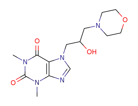 Molecular Structure of 5135-94-4 (7-[2-hydroxy-3-(4-morpholinyl)propyl]-1,3-dimethyl-3,7-dihydro-1H-purine-2,6-dione)