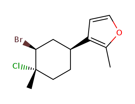 Molecular Structure of 51847-78-0 (3-[(1S)-3α-Bromo-4β-chloro-4-methylcyclohexan-1-yl]-2-methylfuran)