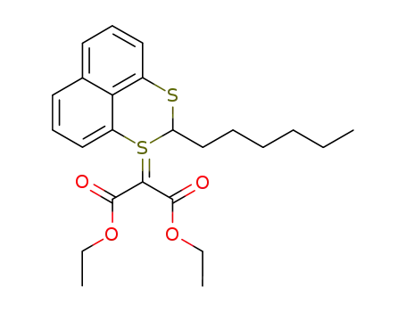 Molecular Structure of 172845-80-6 (2-(2-Hexyl-1λ<sup>4</sup>-naphtho[1,8-de][1,3]dithiin-1-ylidene)-malonic acid diethyl ester)