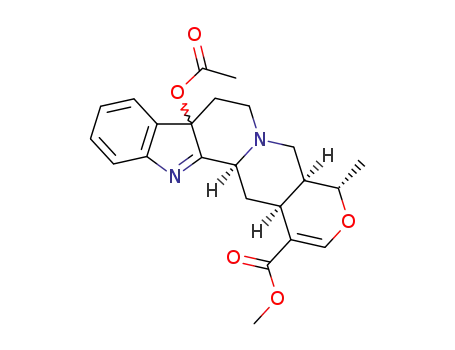 Molecular Structure of 2288-53-1 (7-acetoxy-19α-methyl-(7ξ<i>H</i>,20α)-7<i>H</i>-18-oxa-yohimb-16-ene-16-carboxylic acid methyl ester)