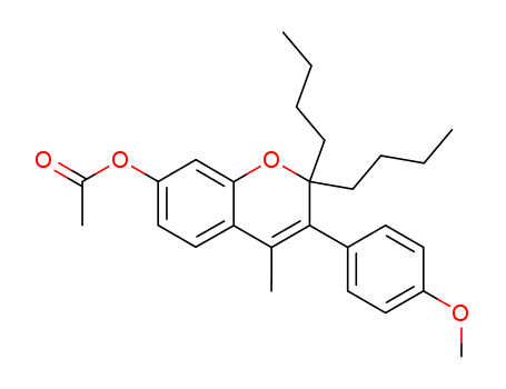 2H-1-Benzopyran-7-ol,2,2-dibutyl-3-(4-methoxyphenyl)-4-methyl-, 7-acetate cas  5188-50-1