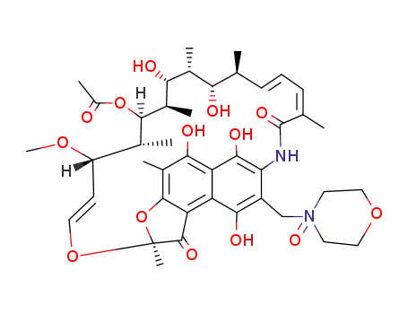 Molecular Structure of 38129-10-1 ((12E,24E)-5,6,9,17,19-pentahydroxy-23-methoxy-2,4,12,16,18,20,22-heptamethyl-8-[(4-oxidomorpholin-4-yl)methyl]-1,11-dioxo-1,2-dihydro-2,7-(epoxypentadeca[1,11,13]trienoimino)naphtho[2,1-b]furan-21-yl acetate)