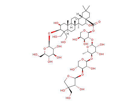 Molecular Structure of 58479-68-8 (Olean-12-en-28-oicacid, 3-(b-D-glucopyranosyloxy)-2,16,23,24-tetrahydroxy-,O-D-apio-b-D-furanosyl-(1®3)-O-b-D-xylopyranosyl-(1®4)-O-6-deoxy-a-L-mannopyranosyl-(1®2)-a-L-arabinopyranosyl ester, (2b,3b,16a)-)