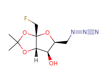 Molecular Structure of 144848-63-5 ((3aR,5S,6R,6aS)-5-Azidomethyl-3a-fluoromethyl-2,2-dimethyl-tetrahydro-furo[2,3-d][1,3]dioxol-6-ol)