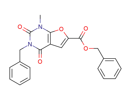 Molecular Structure of 448965-94-4 (Furo[2,3-d]pyrimidine-6-carboxylic  acid,  1,2,3,4-tetrahydro-1-methyl-2,4-dioxo-3-(phenylmethyl)-,  phenylmethyl  ester)