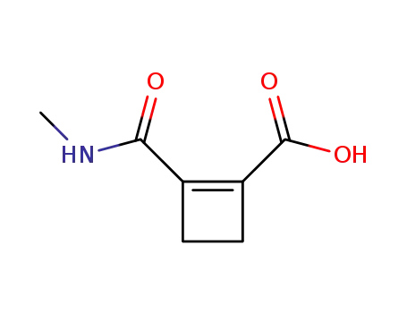 Molecular Structure of 38197-76-1 (1-Cyclobutene-1-carboxylic  acid,  2-[(methylamino)carbonyl]-)