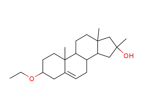 Molecular Structure of 4462-64-0 ((3beta,16beta)-3-ethoxy-16-methylandrost-5-en-16-ol)