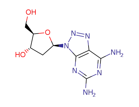 Molecular Structure of 37113-44-3 (3-(2-deoxypentofuranosyl)-3H-[1,2,3]triazolo[4,5-d]pyrimidine-5,7-diamine)